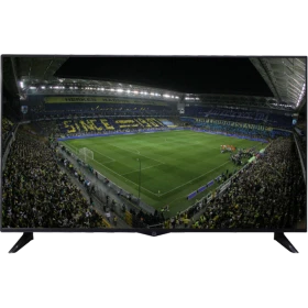 Vestel 49UB1907 Fenerbahçe Ultra HD 4K LED televizyon, siyah çerçevede stadyum görüntüsü