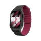 Xiaomi Heyplus Watch S8 siyah akıllı saat, siyah ve bordo kayışlı kare ekran tasarımıyla önden görünür halde
