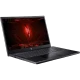 Siyah Acer Nitro V 15 ANV15-51A74 oyuncu laptop, açık ekranlı ve ince çerçeveli açılı görünüm