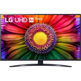 LG 43UR81006LJ Ultra HD 4K LED televizyon, çiçek desenli ekrana sahip, ince çerçeveli genel renk modeli
