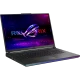 Asus ROG Strix G18 2025 G814PP-S9045 siyah oyuncu laptop, mor RGB aydınlatmalı arayüz ekranı açık
