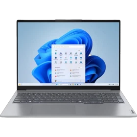Gri Lenovo ThinkBook 16 G8 IAL 21SK007VTX016 iş ve ofis laptopu, açık ekranlı önden görünüm