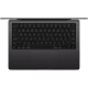 Apple MacBook Pro M5 10CPU 10GPU 14.2 inç siyah laptop, üstten görünümde klavye ve geniş trackpad detayı