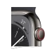 Apple Watch Series 8 Cellular 45 mm siyah paslanmaz çelik kasa ve spor kordon yakın planı