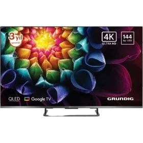 Grundig 65 GQ 850A Ultra HD 4K LED televizyon, siyah çerçeveli QLED ekran ve ayaklı tasarım