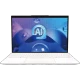 MSI Prestige 13 AI Evo A1MG-236TR beyaz ultrabook laptop, ekranda AI teknolojisi arayüzü görülür.