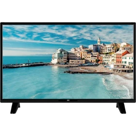 SEG 32SBH720 HD Ready LED TV, siyah çerçeveli televizyon ve ekranda sahil manzarası kaplı altlıklarla