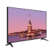 Vestel 43UB9100 Ultra HD 4K LED televizyon, İstanbul manzarası gösteren ince siyah ekranlı TV
