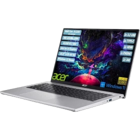 Acer Aspire 3 A315-59-59AY gümüş iş ve ofis laptopu, açık ekranlı ince tasarımla önden açılı görünüm