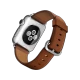 Apple Watch 38 mm gümüş paslanmaz çelik kasalı, kahverengi klasik tokalı kayışlı akıllı saat