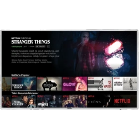 Arçelik A50L 8870 5S Ultra HD 4K LED televizyon, Netflix içerikleri açık siyah ekranıyla önden görünür