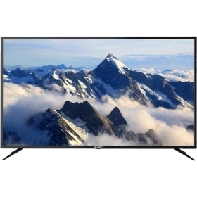 Axen AX58LEDJ203 Ultra HD 4K LED televizyon, ekranında karlı dağ manzarasıyla önden görünür halde