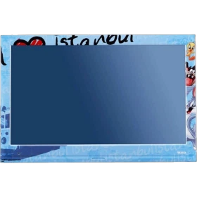Vestel 22VF5012 Istanbul Full HD LED televizyon, mavi çerçeveli ekran ve dekoratif tasarım стой?