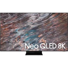 Samsung 65QN800AT Ultra HD 8K QLED televizyon, ekranda Neo QLED 8K yazısı görünen vitrin görünümü