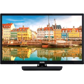 Vestel 24HD5550 HD Ready LED televizyon, siyah çerçeveli ekranında liman manzarasıyla önden görünüm