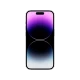 Mor renkli Apple iPhone 14 Pro akıllı telefon, önden görünüm ve çentikli ekran tasarımı