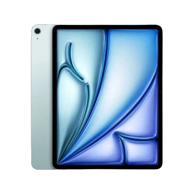 Apple iPad Air 2024 Wi-Fi + Cellular 1024 GB 13 inç mavi tablet ön yüzü mavi ekranla gösteriliyor