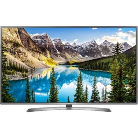 LG 75UJ675V Ultra HD 4K LED televizyon, dağ manzaralı ekrana sahip vitrin görünümü