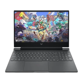 HP Victus Gaming 15-fa2036nt C52QWEA 014 koyu gri oyuncu laptop, renkli oyun ekranı açık