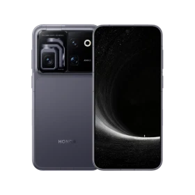 Honor Robot Phone gri akıllı telefonun ön ve arka yüzünü gösteren ana ürün sunumu