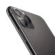 Siyah Apple iPhone 11 Pro akıllı telefonun arka yüzeyi, üçlü kamera modülü yakın plan görünüm