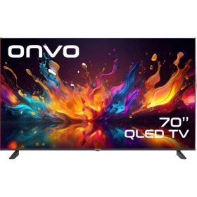 Onvo 70OVF9001UQ Ultra HD 4K LED televizyon, siyah çerçeveli ekranda renkli QLED görüntü