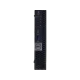 Dell OptiPlex 7070 Micro siyah masaüstü bilgisayarın ön yüzü, bağlantı noktaları ve Dell logosu görünür.