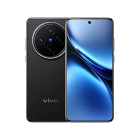 Siyah Vivo X200 akıllı telefon, önden ekran ve arkadan dairesel çoklu kamera modülüyle vitrin görünümü