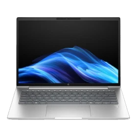 HP ProBook 4 G1i 14 AI gümüş ultrabook laptop, açık ekran ve klavye görünümüyle ön vitrin fotoğrafı
