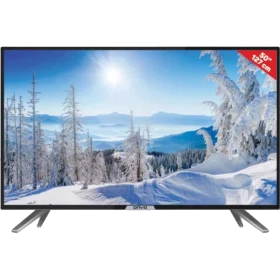 Onvo OV50353 Ultra HD 4K LED televizyon, siyah çerçeveli ve ayaklı tasarımıyla karlı manzara gösteriyor