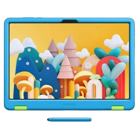 Honor Pad X8a Kids mavi çocuk tableti; renkli çizimlerle eğlenceli ekran tasarımı.