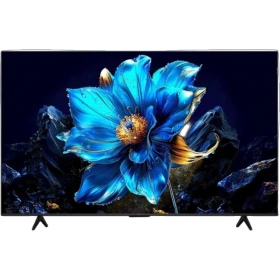 TCL 75P79K Ultra HD 4K LED televizyon ekranda mavi çiçekli doğa sahnesi, genel renk.