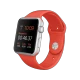 Apple Watch Sport 42 mm gümüş alüminyum kasa ve turuncu spor kordonlu akıllı saat görünümü