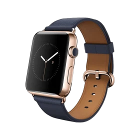Apple Watch Edition 42 mm, pembe altın kasalı, gece mavisi klasik tokalı kayışlı akıllı saat