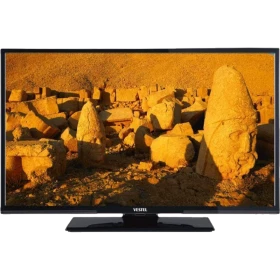 Vestel 20VH3032 HD Ready LED televizyon, siyah çerçeveli ekranında kaya oluşumları görüntüsüyle kapalı stand üzerinde<lemma?