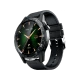 Tecno Watch GT gümüş akıllı saat, siyah kayışlı yuvarlak kadranı ve şık metalik kasasıyla önden görünüm
