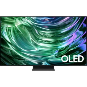 Samsung 77S90D Ultra HD 4K OLED televizyon, canlı renkli ekran dalga deseniyle.