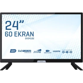 Onvo OV24102 HD Ready 24 inç siyah LED televizyon, ayaklı önden görünüm