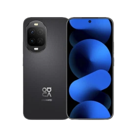 Siyah Huawei Nova 16z akıllı telefon, ön ekran ve arka kapak tasarımıyla vitrin görünümü