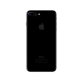 Simsiyah Apple iPhone 7 Plus akıllı telefonun arka yüzü, çift kamera ve Apple logosu detayıyla