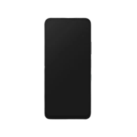 Infinix Hot 60i siyah akıllı telefon, önden görünüm; geniş ekran ve ortada ön kamera deliği tasarımı