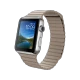 Apple Watch 42 mm gümüş paslanmaz çelik kasalı, taş rengi deri Loop akıllı saat
