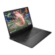 HP OMEN Gaming 17-db1022nt siyah oyuncu laptop; RGB oyun ekranlı açık konum, klavye görünüyor