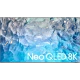 Samsung 65QN900B Neo QLED 8K Ultra HD televizyon; Neo QLED 8K yazılı, mavi su temalı ekran.