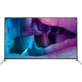 Philips 65PUS7120 Ultra HD 4K LED televizyon, çok renkli görüntü ekrana yansıtılmış vitrin görünümü