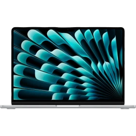 Apple MacBook Air M4 13.6 inç gümüş renk laptop, açık halde önden görünüm ana ürün sunumu