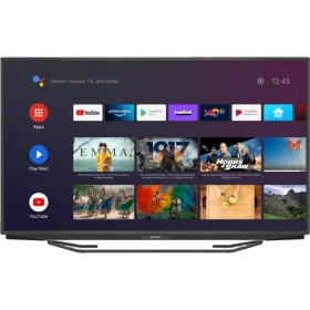 Arçelik A55 B 880 B Ultra HD 4K LED televizyon, uygulama menüsü açık siyah ekranıyla görünür.
