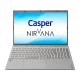 Casper Nirvana C550.1235-8V00T-G-F gri iş ve ofis laptopu, klavye ve ekran önden görünüyor.