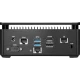 MSI Cubi 3 Silent S-055XTR masaüstü bilgisayarın siyah arka panelinde HDMI, DisplayPort, USB ve ağ bağlantıları