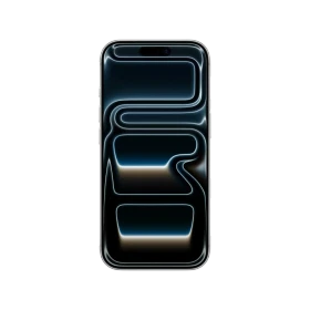 Apple iPhone 17 Pro Max gümüş akıllı telefon, önden görünüm, siyah ekranlı dinamik ada tasarımı